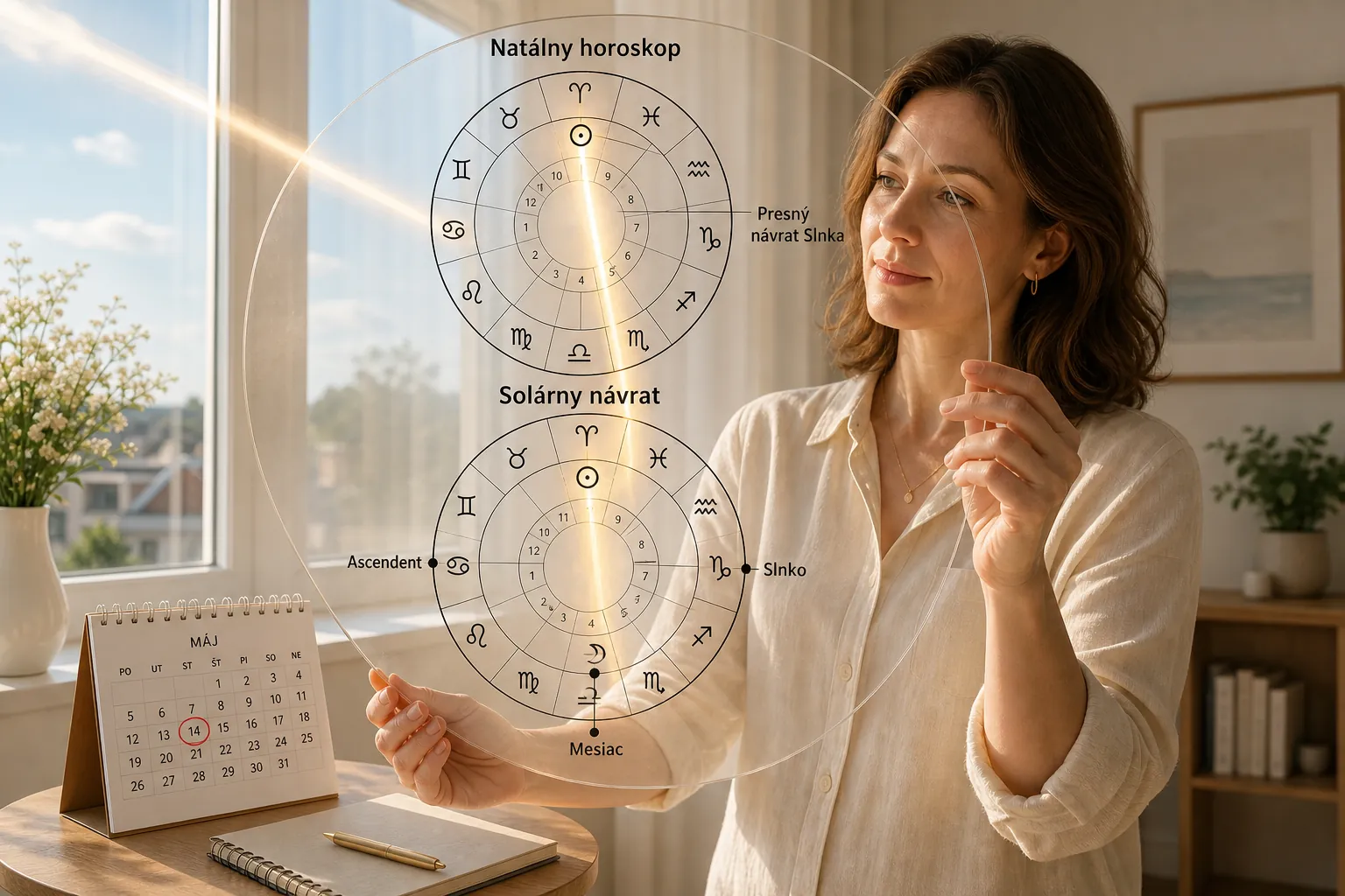 solar return chart and birthday sunlight scene