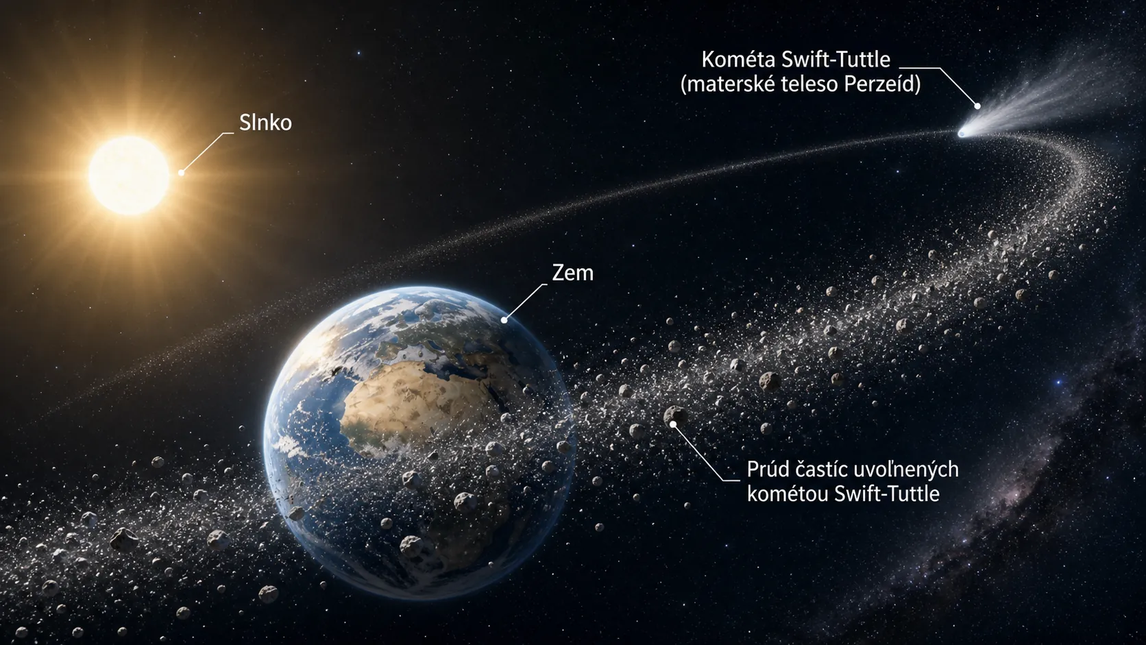 earth crossing a comet dust stream in space