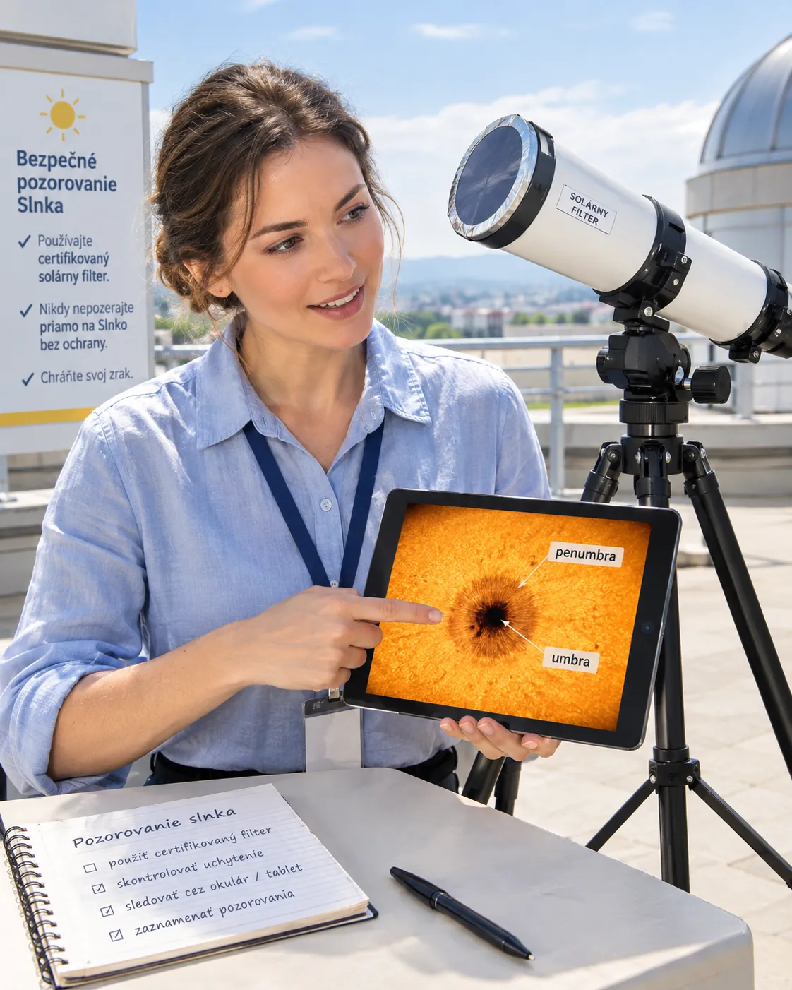 safe solar observation with filtered telescope