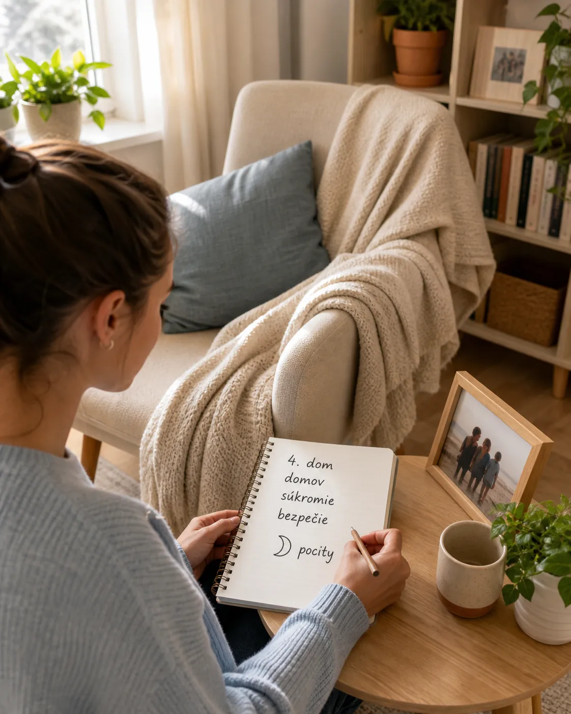 person creating a calm and personal home space