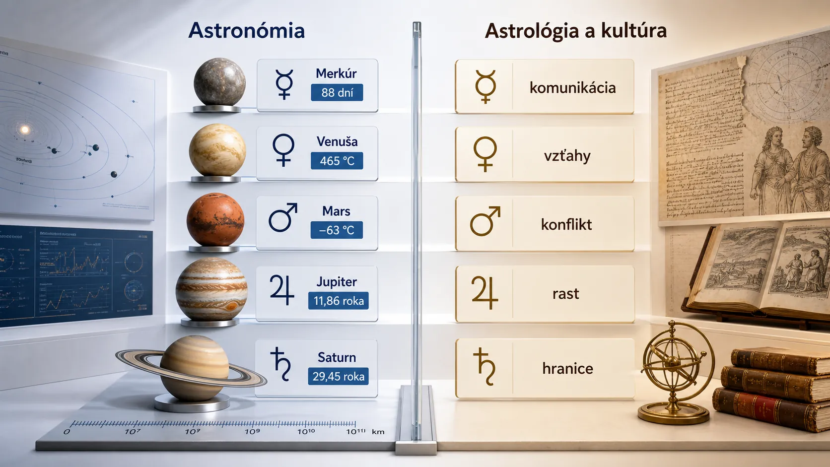 scientific planet data contrasted with symbolic astrological meanings