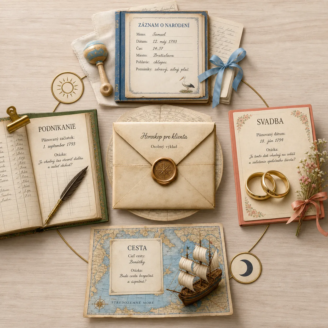 editorial infographic showing historical astrology services by life event