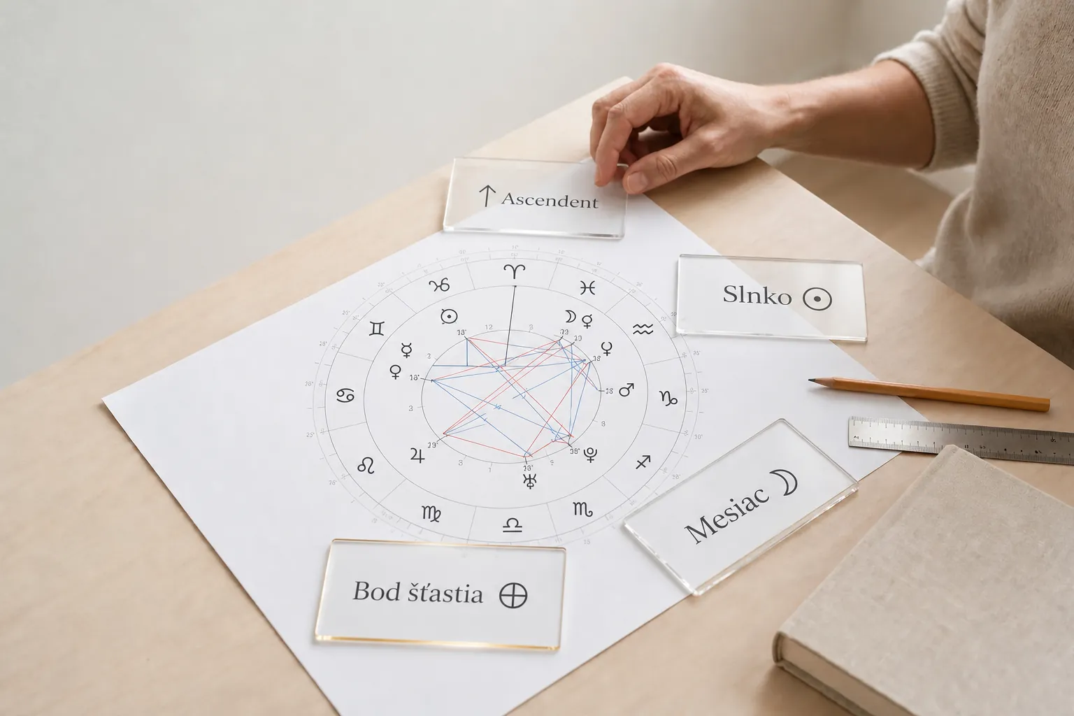 person studying a natal chart with the Part of Fortune